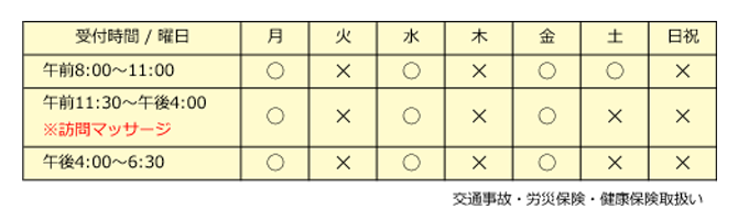 受付時間のご案内